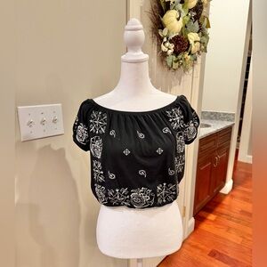 Express Black Embroidered Women's Top - Size XS